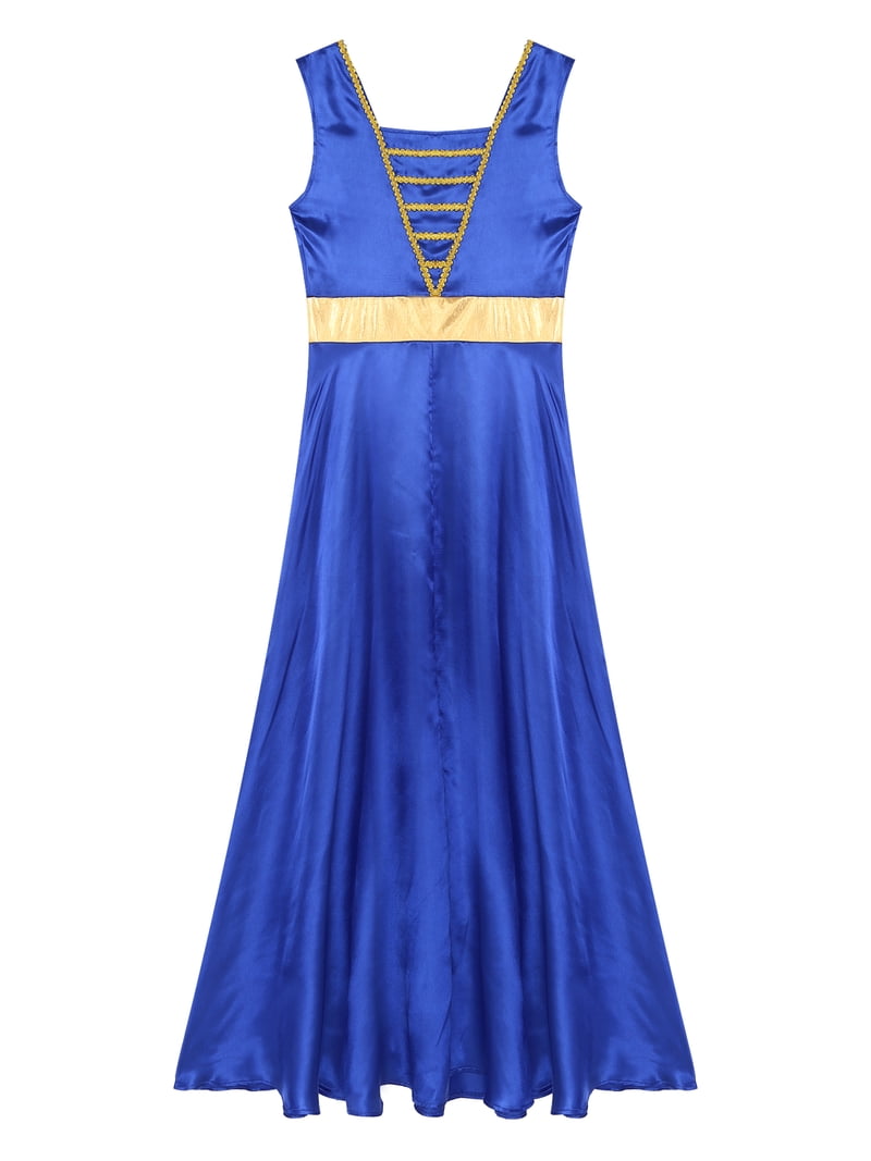 Linjinx Elegant Praise Lyrical Dance Womens Metallic Square Neck Sleeveless Dance  Dresses Blue M - Walmart.com