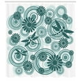 thumbnail image 3 of Ambesonne Dragonfly Shower Curtain, Abstract Daisy Flower, 69"Wx70"L, Petrol Blue White, 3 of 3