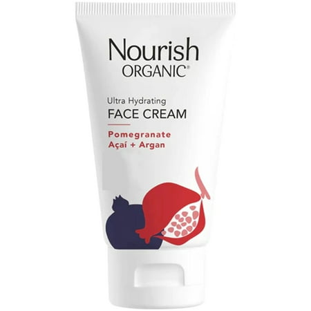 Nourish Organic | Ultra Hydrating Face Cream - Pomegranate Argan | GMO-Free, Cruelty Free, 100% Vegan (1.7oz)