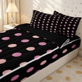 thumbnail image 3 of Erosebridal Dark Contrast Dot Grid Zipper Full Size Comforter Sets with Fitted Sheet and 2 Pillowcases,Pastel Pink Large Circle Zipper Bedding Set,Hot Pink Black,4pcs,Black Reversible, 3 of 6
