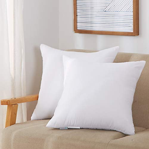 Acanva Throw Pillow Inserts Soft Couch Stuffer Hypoallergenic Polyester Square Form Washable Cushion Euro Sham Filler, 18-2P, White, 2 Count