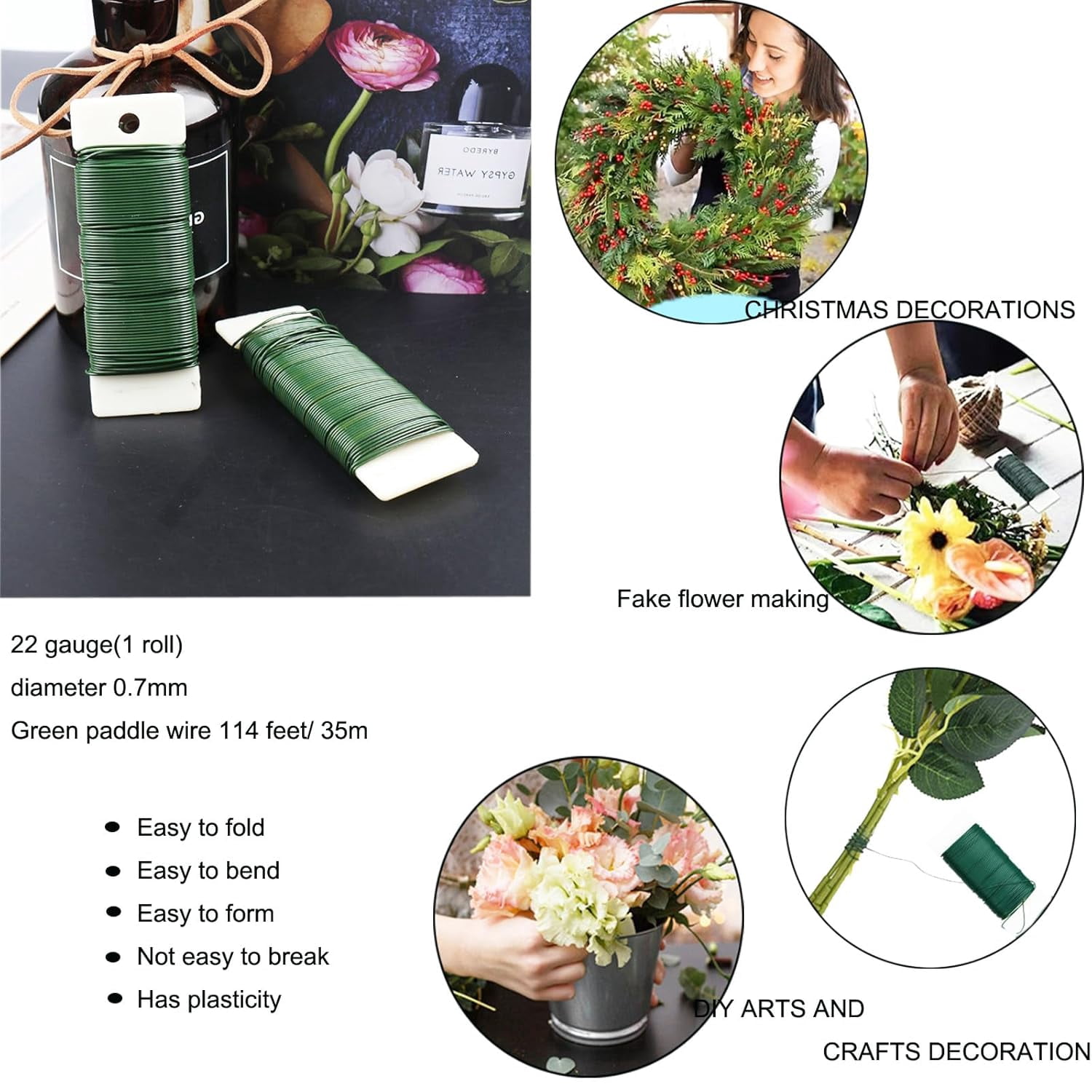 Floral Tape and Flower Stems Arrangement Tools Kit, 1pcs Gardening Cutter, 18 Gauge Stem Wire for Bouquet Stem Wrapping and Floral Crafts(xxw)