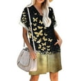 thumbnail image 3 of KVMeteor Women's Short Sleeve V-Neck Floral Pocket T-Shirt Dress, 3 of 4