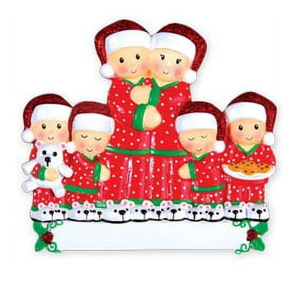 PERSONALIZED CHRISTMAS ORNAMENTS-PAJAMA FAMILY OF 6