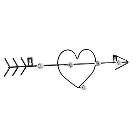 

Metal Iron Art Wall Hook Multifunctional Wall Mounted Rack An Arrow Through Heart Necklace & Bracelet Organizer (Black)