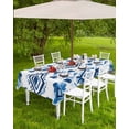 thumbnail image 4 of Boanket Outdoor Tablecloth with Umbrella Hole for Patio/Picnic/Party/Camping, Boho Blue Waterproof Table Cloth Rectangle Table Cover Washable, Traditional Aztec Ethnic Geometric Morocco (54"x 80"), 4 of 7