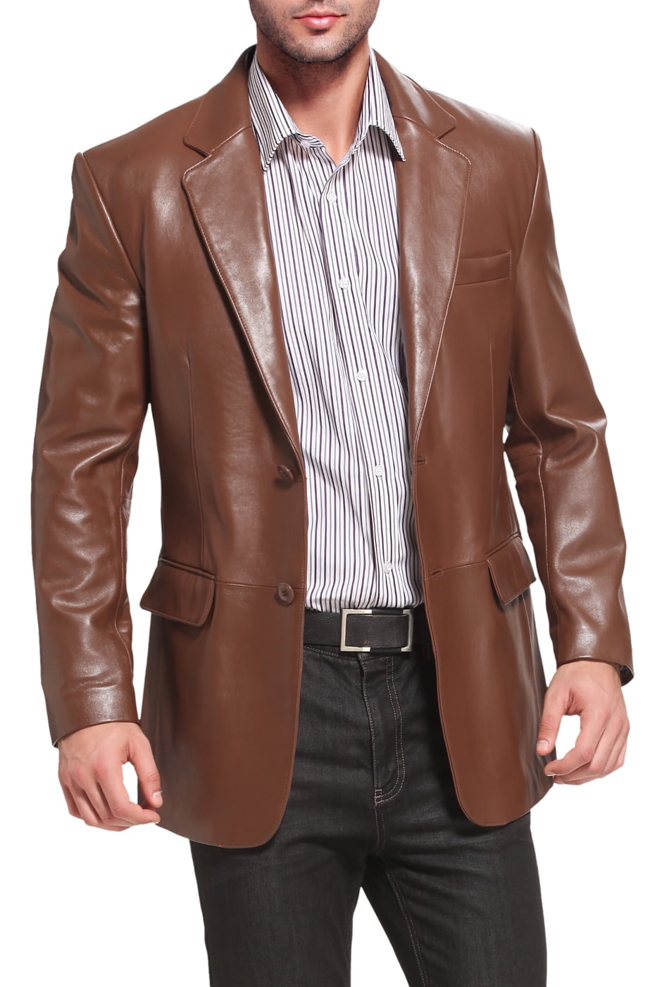 Regular Big /& Tall BGSD Mens Brown Leather Blazer Lambskin Sport Coat Jacket