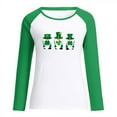 thumbnail image 4 of Camiseta de manga larga con cuello redondo para mujer, informal, con estampado de costuras Pompotops  gfhjh20187, 4 of 4