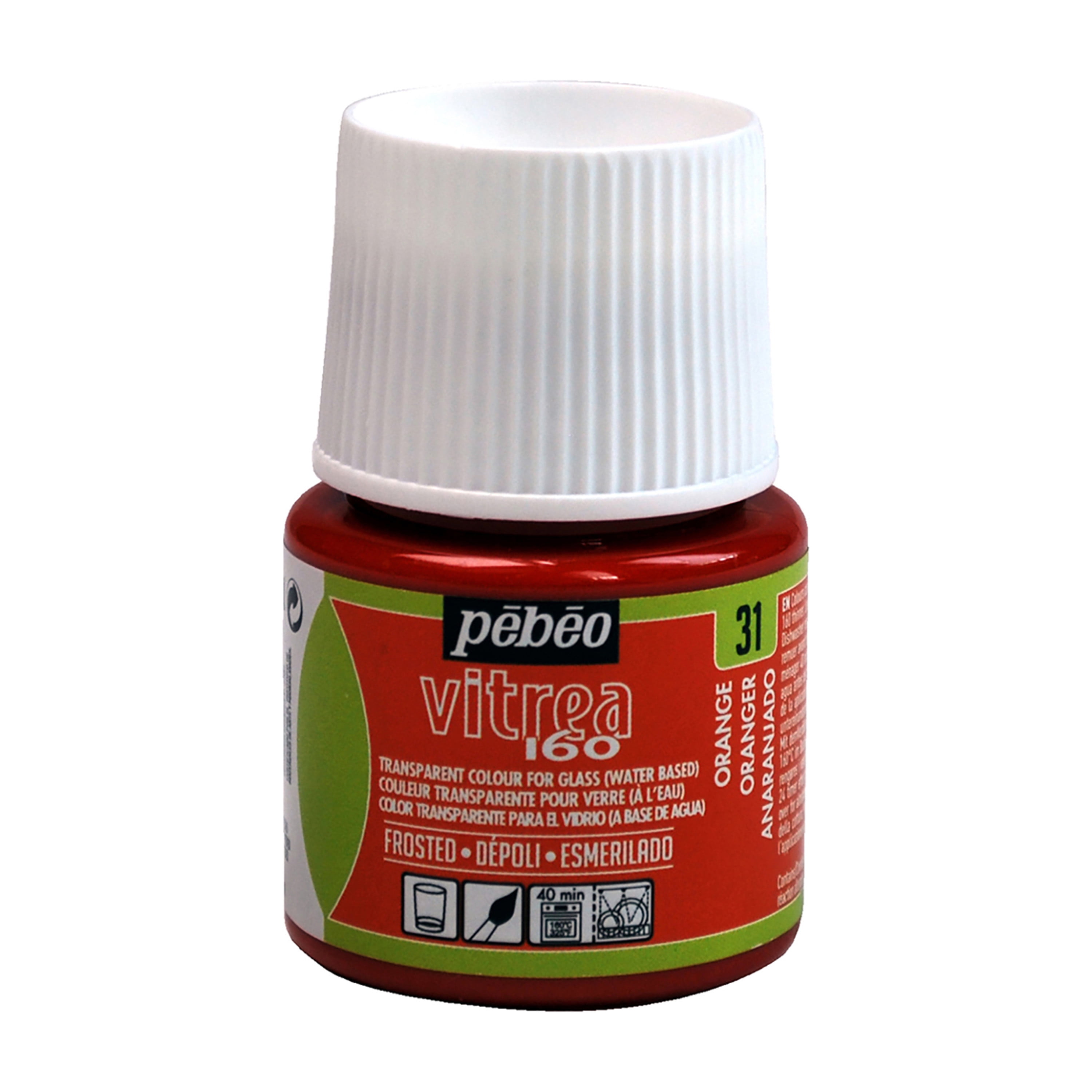 Pebeo Vitrea 160 Glass Paint, 45ml, Frosted, Orange