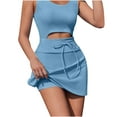 thumbnail image 6 of Brilliant Plus Size Clearance Tennis Dress for Women Workout Dress with Built in Shorts and Bra Cut Out athletic Dresses Blue XL, 6 of 9