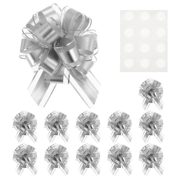Uxcell 12 paquetes de grandes cintas para envolver regalos, cinta de lazo reutilizable tono plateado