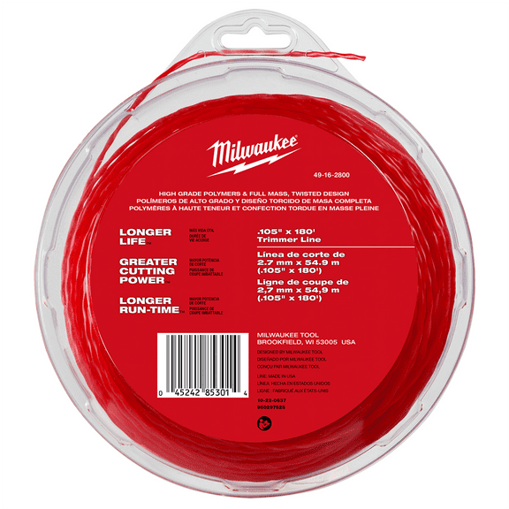 Milwaukee Tool .105" x 180� (1 lb.) Twisted Trimmer Line