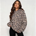 thumbnail image 2 of Hoodies for Women Oversized Sweatshirt Camo Leopard Print Long Sleeve Pullover Sweatshirts with Pockets Fall Winter Tops (Brown XL), 2 of 5