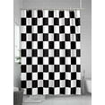 thumbnail image 5 of Simple Black White Checkered Small Stall Shower Curtain, Waterproof Shower Curtains for Bathroom, Lattice Buffalo Plaid Washable Fabric Cloth Bath Curtain for Bathtub with Hooks 36x72 Inches, 5 of 6