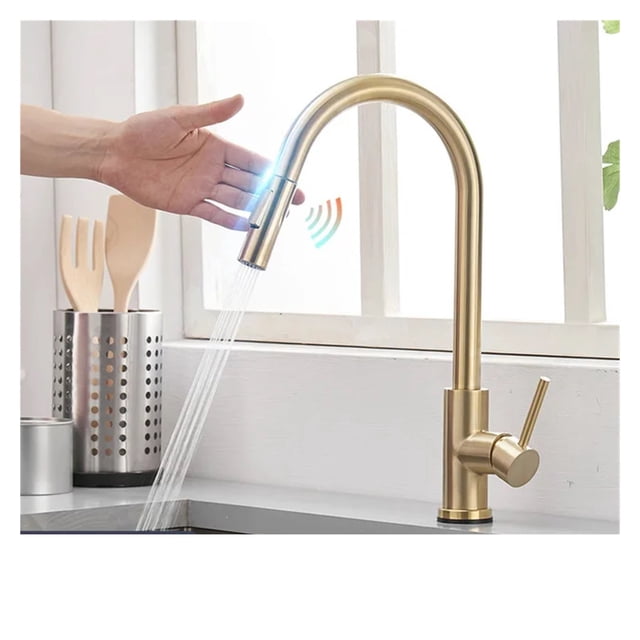 Smart Touch Kitchen Faucet,Pull Out Sensitive Sensor Mixer Tap for Kitchen,360°Rotation Water ,Easy to Install
