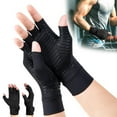 thumbnail image 2 of Copper Compression Arthritis Gloves,Arthritis Pain Relief Gloves,Fingerless Arthritis Carpal Tunnel Pain Relief Gloves,Hand Support Wrist Brace for Rheumatoid,Tendonitis,Swelling,Crocheting,Typing E5O, 2 of 5