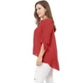 thumbnail image 4 of Agnes Orinda Women's Plus Size Sheer 3/4 Sleeve Flowy Split V Neck Blouse, 4 of 6