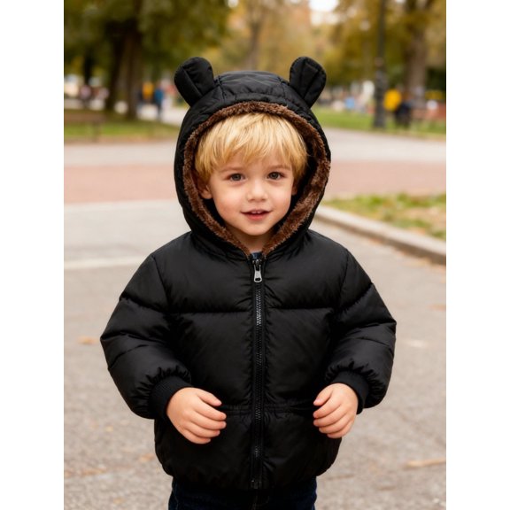 Hotiary 1- 6Y Toddler Boys Girls Winter Warm Hooded Coats Jackets Kids Thicken Fleece Lined Puffer Coat Snow Clothes Outerwear