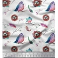thumbnail image 1 of Soimoi Viscose Chiffon Fabric Nest,Feather & Artistic Bird Printed Craft Fabric by The Yard 42 Inch Wide, 1 of 1