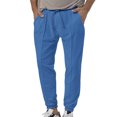 thumbnail image 2 of UKAP Men Sweatpants Elastic Waist Pants Drawstring Trousers Loose Summer Bottoms Light Blue S, 2 of 4