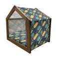 thumbnail image 2 of Geometric Pet House, Teenage Pattern with Lines and Circles Bold Colorful Shapes Retro Modern Style, Outdoor & Indoor Portable Dog Kennel with Pillow and Cover, 5 Sizes, Multicolor, by Ambesonne, 2 of 5