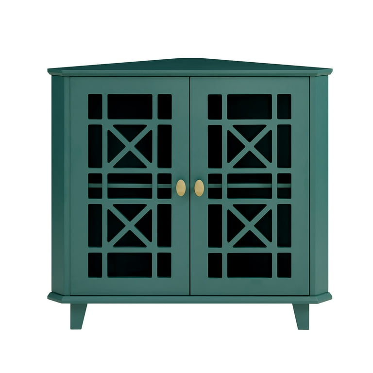 Anselmo 2 Door Corner Accent Cabinet 1 adjustable shelf to house