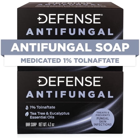 Defense Antifungal Bar Soap 2-Pack | Jock Itch, Ringworm, Athlete's Foot, Skin Fungus | Medicated Anti Fungal Treatment (Two Bars, No Case)