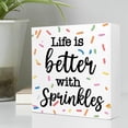 thumbnail image 3 of Zomyto 5x5 In Life with Sprinkles Inspirational Wooden Box Sign Desk Decor,Rustic Summer Theme Wooden Sign, 3 of 6