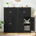 thumbnail image 5 of TEENFON Black Storage Cabinet with 2 Adjustable Shelves & 4 Doors, Freestanding Bathroom Storage Cabinet, Cupboard, Floor Cabinets for Living Room, Entryway, Home Office, 5 of 10