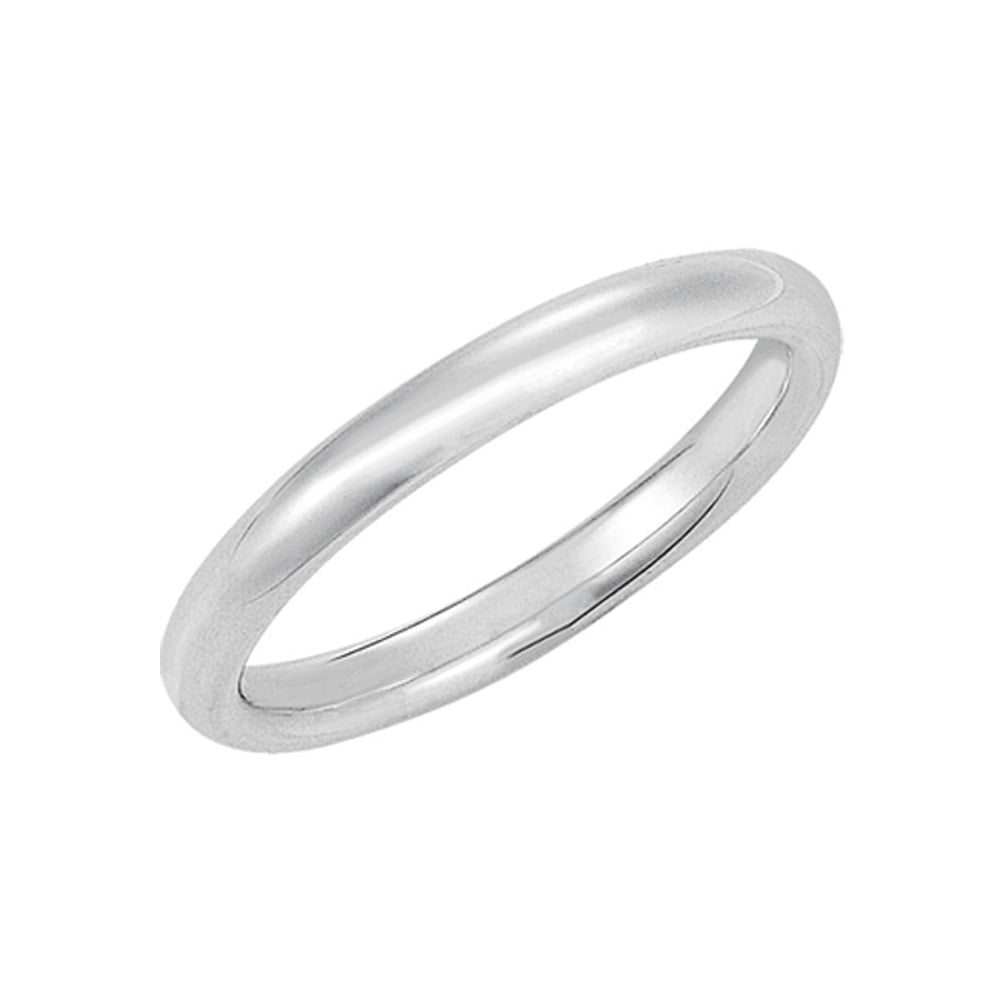 Paradise Jewelers 14K Solid White Gold 3MM Plain Comfort Fit Wedding Band