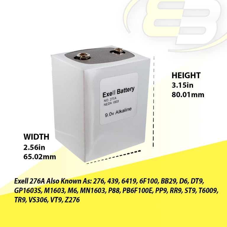 Exell 276 Alkaline 9V Battery NEDA 1603, PP9,TR9 Compatible with
