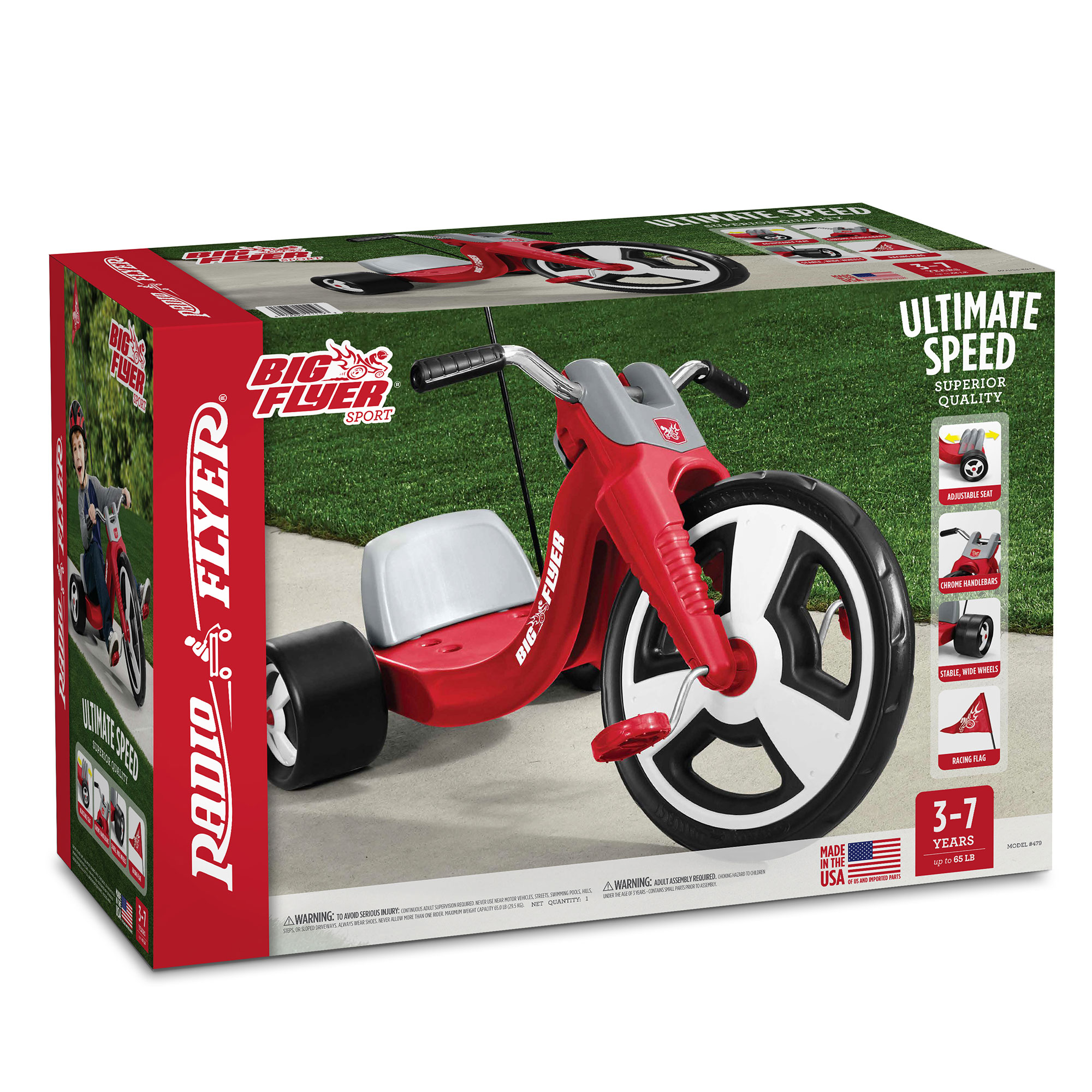 Radio Flyer Big Flyer Sport Tricycle, Red photo 8