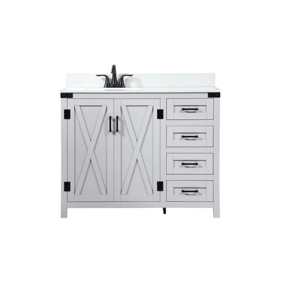 Elegant Decor Grant 42" MDF Single Bathroom Vanity with Backsplash in Gray