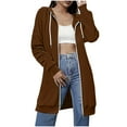 thumbnail image 2 of Ashirexll Womens Winter Coats, Jackets for Women Trendy, Solid Color Double Pocket Hoodie Sweatshirt with Mid Length Casual, 2 of 7