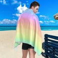 thumbnail image 4 of Dreamtimes Rainbow Striped Beach Towel,Absorbent Quick Dry Sport Towel Oversized Lightweight Soft Bath Towel for Travel Sports Pool Swimming Bath Camping 30x60in, 4 of 7
