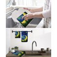thumbnail image 5 of Green Blue Starry Moon Kitchen Dish Towels for Drying Dishes Set of 2, Modern Abstract Art Aesthetics Waffle Weave Microfiber Hand Tea Bathroom Towels Quick Dry & Absorbent Towel 12x12, 5 of 7