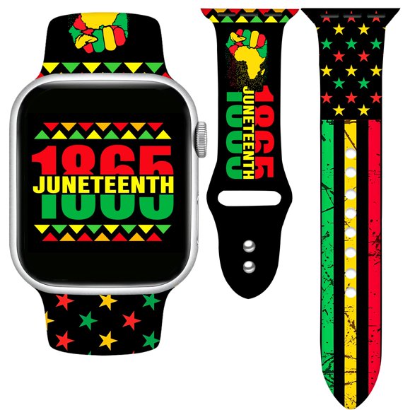 Cyntan Juneteenth Holidays Correa De Reloj Compatible Con Apple Watch 38 Mm, 40 Mm, 41 Mm Para Mujeres Y Hombres, Repuesto De Silicona Suave, Accesorios Deportivos, Correa De Repuesto