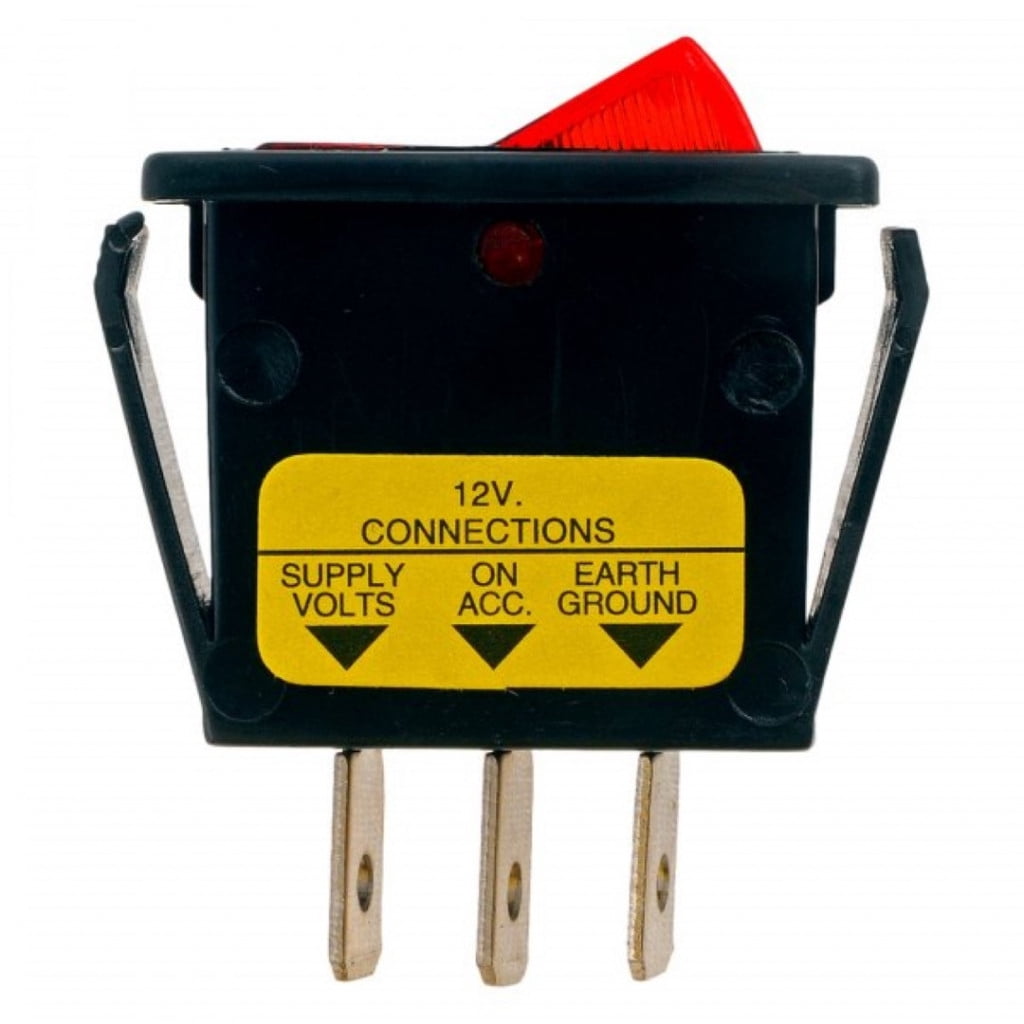 KarParts360 Rocker Type Switch | Plastic Housing | Red Switch/Finish | 20a Amperage Rating | Black | Illuminated | Single Pole Type | Rocker Switch Actuation Type