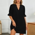 thumbnail image 2 of EYNMVR Shift Dress for Women V Neck Ruffle Sleeve Loose Summer Office Work Casual Dress, 2 of 7