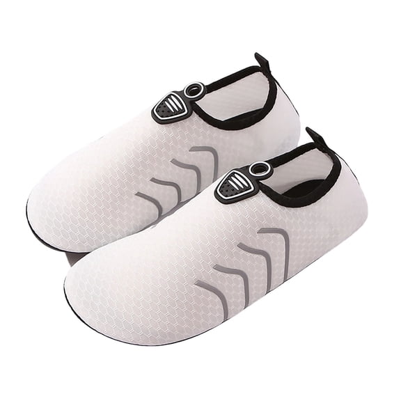 lnmuld Men Women Black Water Shoes Non Aqua Socks with Wave Design for Pool Surf Yoga Color:White,Size:8