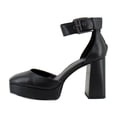 thumbnail image 2 of DKNY Womens Black 1" Platform Ankle Strap Padded Barra Square Toe Block Heel Buckle Leather Pumps Shoes 9 M, 2 of 8