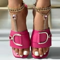 thumbnail image 6 of Rukui Women's Flat Sandals Fashion Square Open Toe Slides With Metal Chain Slippers for Summer, 6 of 8
