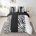 thumbnail image 2 of Manfei Abstract Zebra Print 7-Piece Twin Bedding Sets,Cheetah Pattern Bedding Comforter Set,White Black Stripes Sheet Sets For Children,Microfiber Bedroom Decor Reversible, 2 of 8
