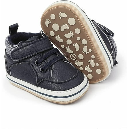 Baby Boys Girls Oxford Shoes Hard Bottom Lace Up Sneaker PU Leather Moccasin Infant Toddler First Walker Uniform Dress Loafer Shoes 3-18 Months