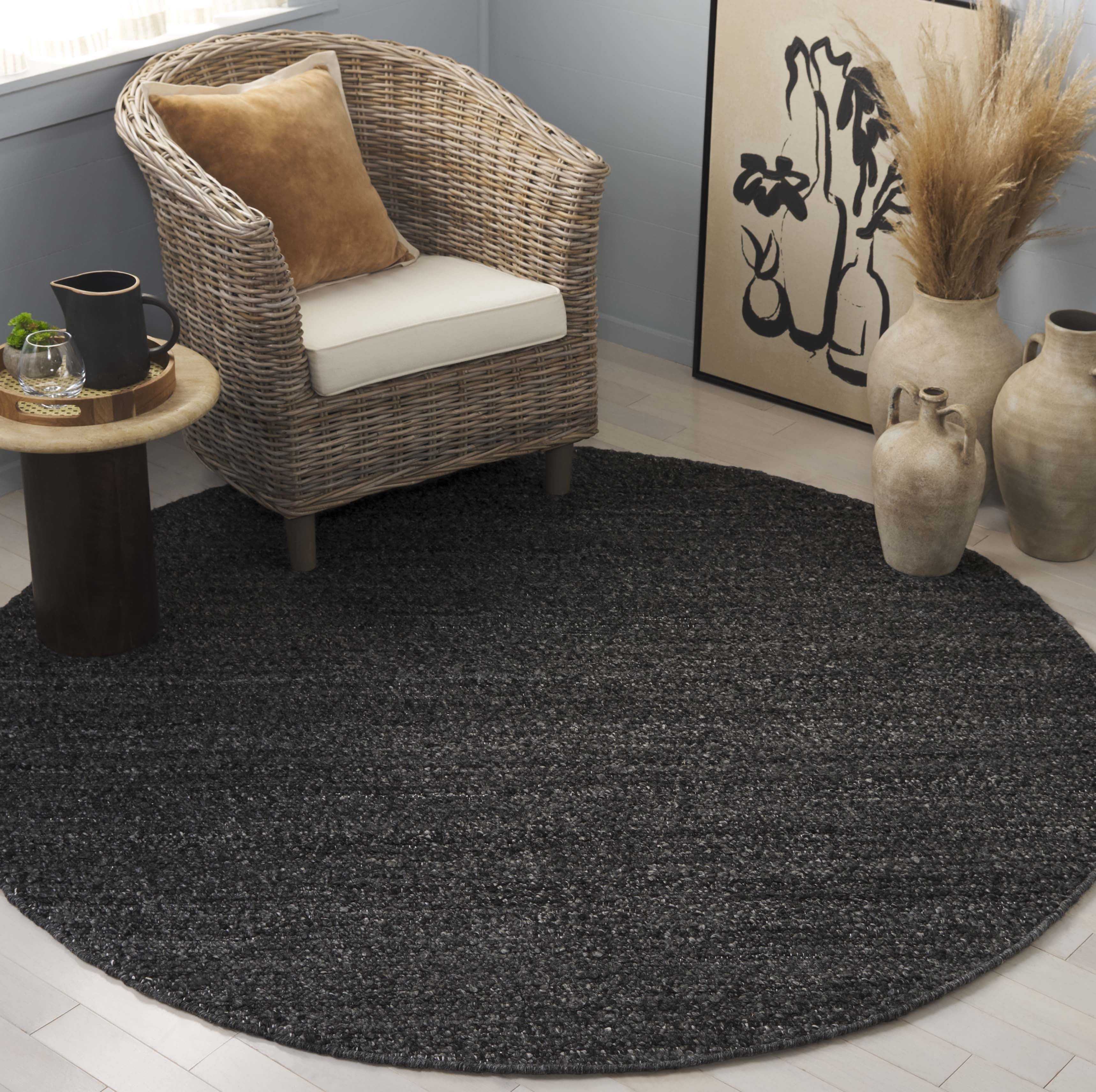 SAFAVIEH Renewal Holden Solid Area Rug, Charcoal, 6' x 6' Round
