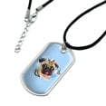 thumbnail image 2 of Pug Dog Butterflies Selfie Military Dog Tag Pendant Necklace with Cord, 2 of 5