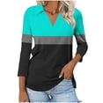 thumbnail image 1 of DPTALR T-shirt Femme Assorti Col en V Col Rabattu Manches 3/4, 1 of 4