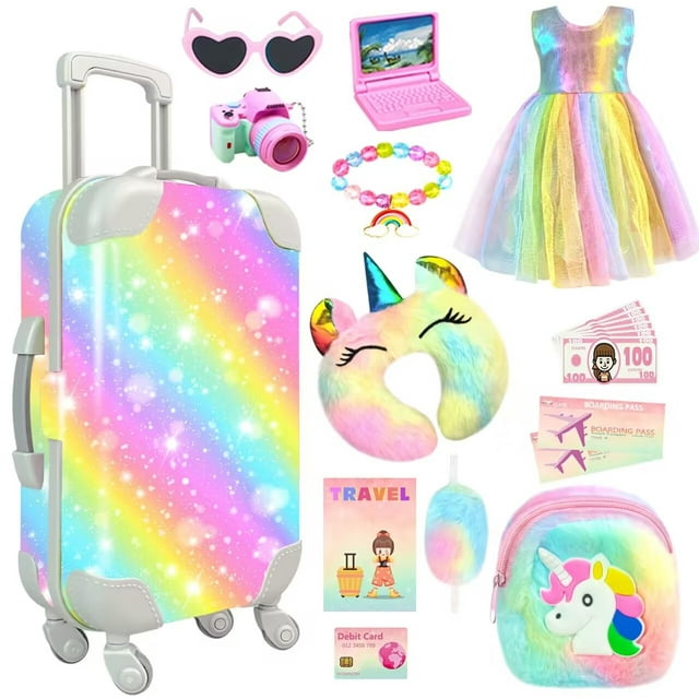 Funda de accesorios para muñecas, equipaje, viaje, juego para niña de 18 pulgadas