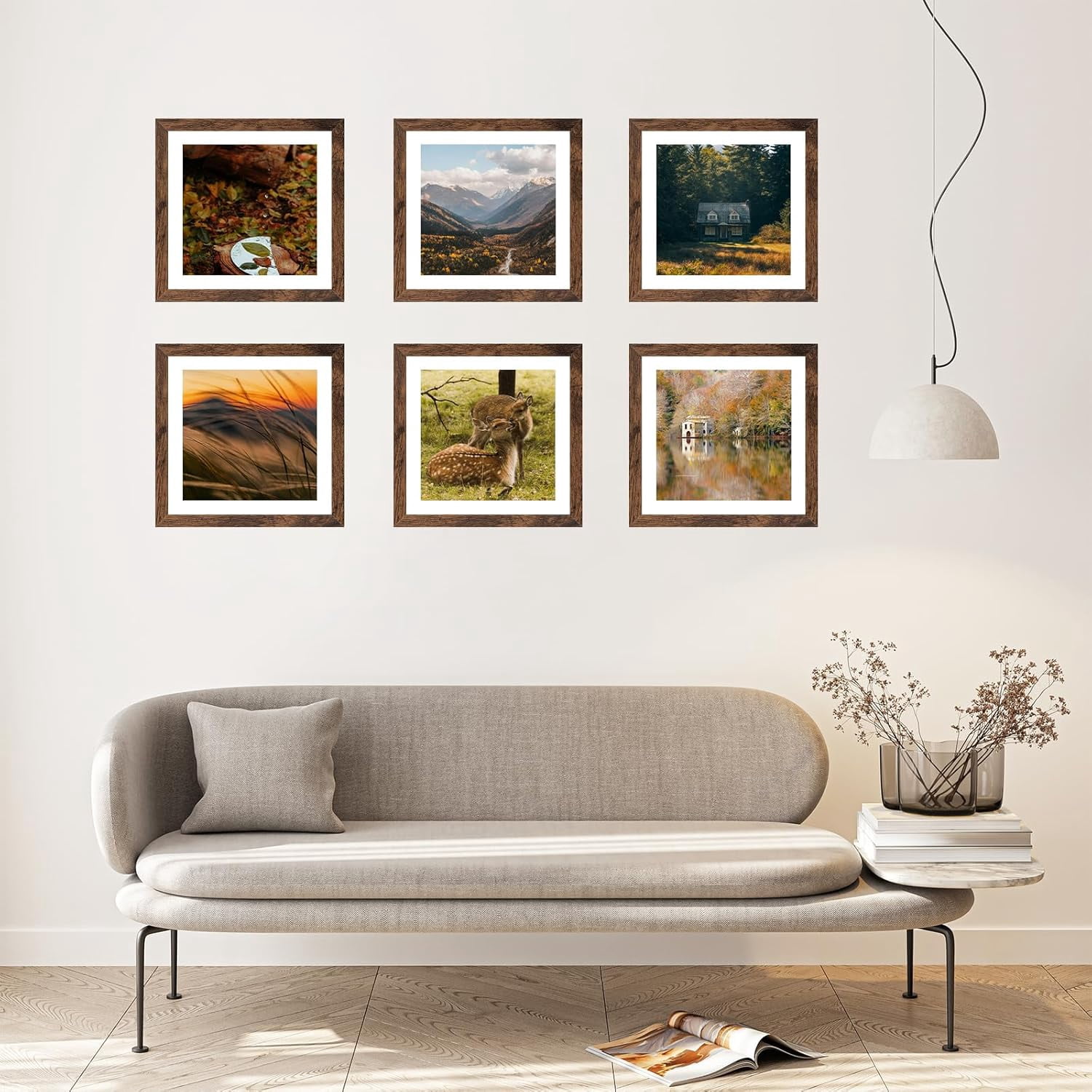 Wood 10x10 Picture Frame with 8x8 Mat Deep Brown, Display 8x8 with Mat or 10x10 Without Mat, Wood 10 by 10 Photo Frame, 10 x 10 Frame for Wall Hanging Display, Deep Brown