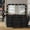 Black, variant on Makeup Vanity with Power Outlet, 9 Drawers Vanity Desk with Mirror and 12 LED Lights, 3 Lighting Modes, Glass Top Vanity Set,Dressing Table with Fold-Up Pane